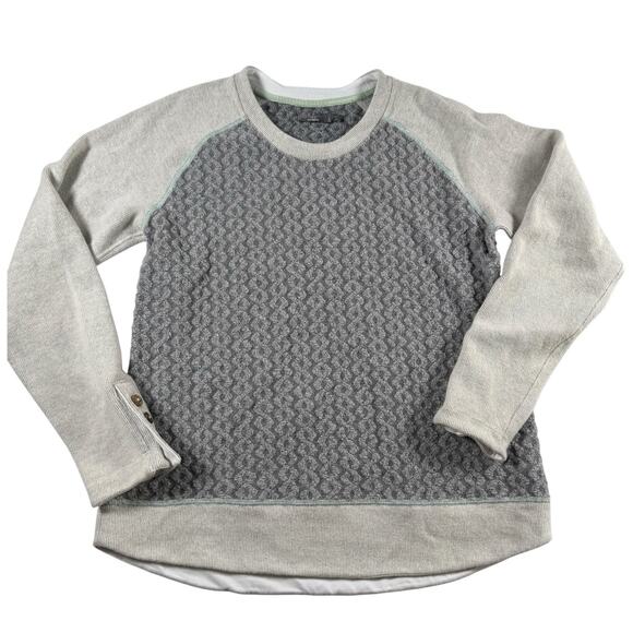 prAna Sweaters - prAna Aya Sweater Gray Gravel Cable Knit Button Sleeve Women’s Large